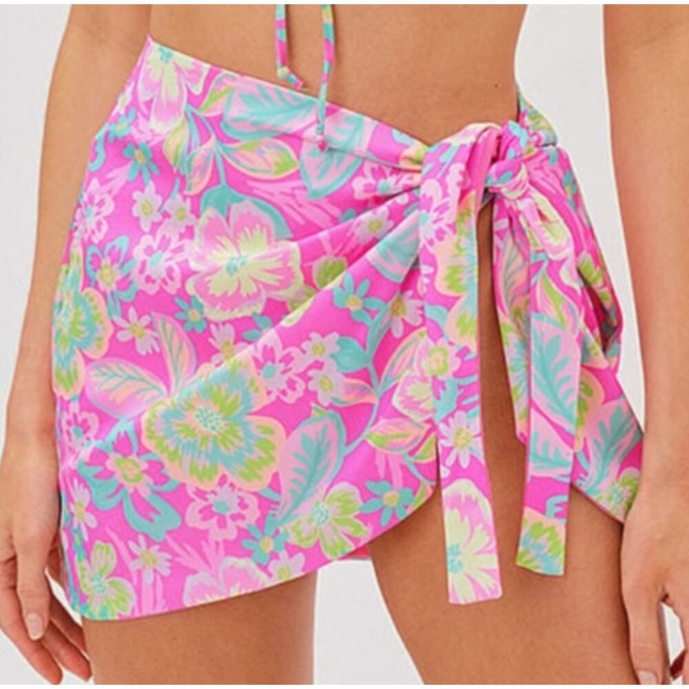 For Love & Lemons Lizzy Cover-up Skirt | Pink Yellow Multi | Sz Small